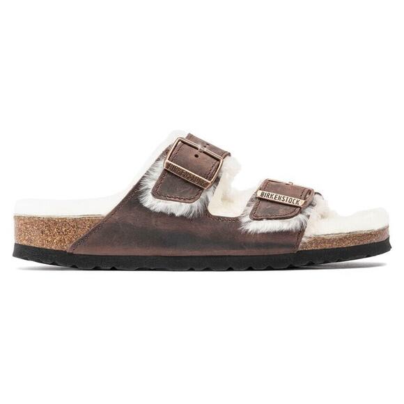 Birkenstock Arizona Shearling Oiled Leather Habana Sandals US10 EU43 1021065 - Picture 5 of 6